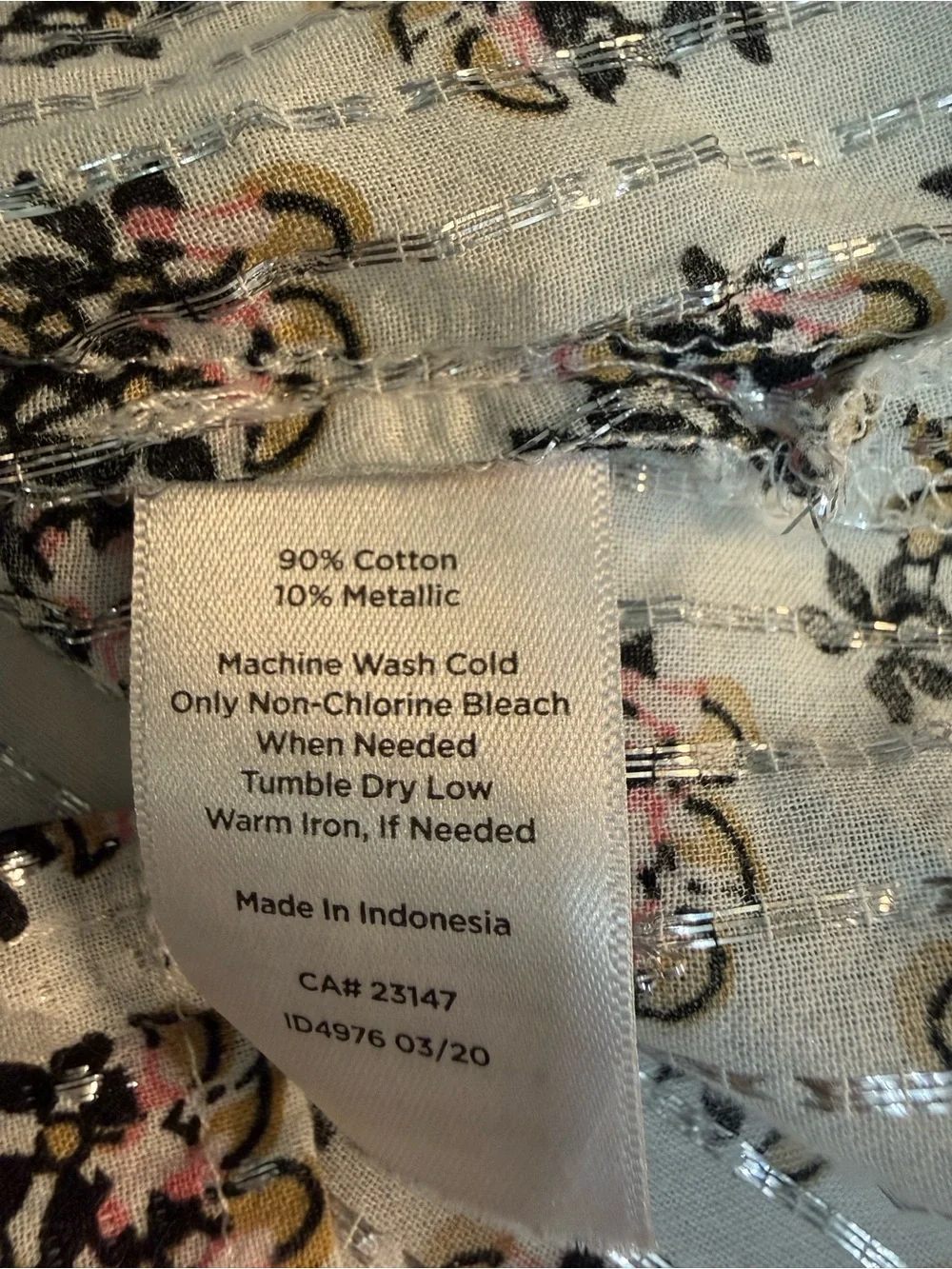 Talbots XL floral metallic-thread sleeveless blouse, Size XL - Picture 9 of 12
